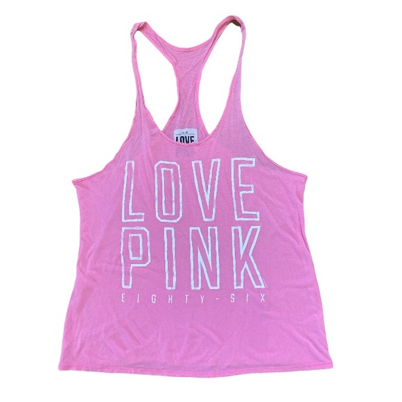 PINK Victoria's Secret Tops - PINK Victoria’s Secret White Pink Tank Top